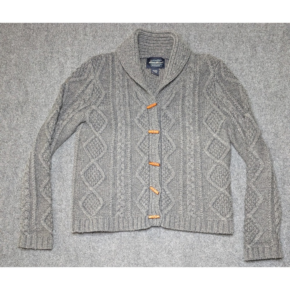 Eddie Bauer Collectibles Cardigan Women's S Cable Knit Toggle Button Wool Blend
